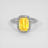 3.50 Ct. Yellow Sapphire Ring, 18K White Gold 1