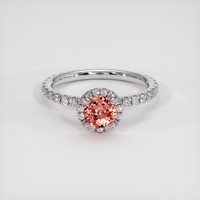 1.07 Ct. Padparadscha Sapphire Ring, 18K White Gold 1