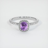 0.87 Ct. Purple Sapphire Ring, 18K White Gold 1