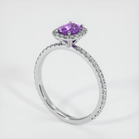 0.87 Ct. Purple Sapphire Ring, 18K White Gold 2