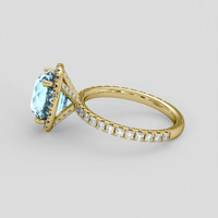 3.35 Ct. Blue Aquamarine Ring, 10K Yellow Gold 4