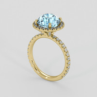 3.35 Ct. Blue Aquamarine Ring, 14K Yellow Gold 2