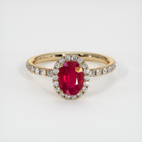 1.11 Ct. Ruby Ring, 18K Yellow Gold 1