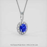 6.15 Ct. Blue Sapphire Pendant, 10K White Gold 2
