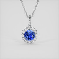 6.15 Ct. Blue Sapphire Pendant, 14K White Gold 1