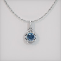 0.46 Ct. Greenish Blue Sapphire Pendant, 14K White Gold 1