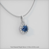 0.46 Ct. Greenish Blue Sapphire Pendant, 14K White Gold 2