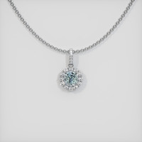 0.64 Ct. Bluish Green Sapphire Pendant, 14K White Gold 1