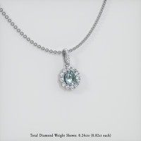 0.64 Ct. Bluish Green Sapphire Pendant, 14K White Gold 2