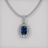 3.87 Ct. Blue Sapphire Pendant, 18K White Gold 1