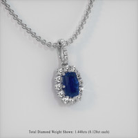 3.87 Ct. Blue Sapphire Pendant, 18K White Gold 2