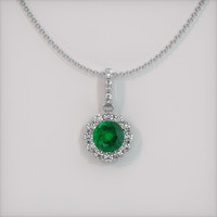 1.06 Ct. Emerald Pendant, 18K White Gold 1