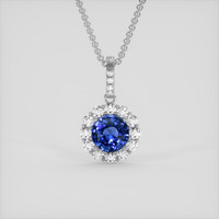 4.55 Ct. Blue Sapphire Pendant, 18K White Gold 1