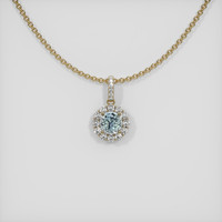 0.64 Ct. Bluish Green Sapphire Pendant, 14K Yellow Gold 1