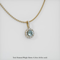0.64 Ct. Bluish Green Sapphire Pendant, 14K Yellow Gold 2