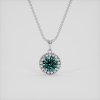 0.90 Ct. Bluish Green Sapphire Pendant, 14K White Gold 1