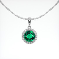 1.18 Ct. Emerald Pendant, 18K White Gold 1