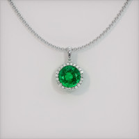 1.55 Ct. Emerald Pendant, 18K White Gold 1