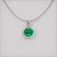 1.12 Ct. Emerald Pendant, 18K White Gold 1