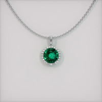 1.23 Ct. Emerald Pendant, 18K White Gold 1