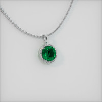 1.23 Ct. Emerald Pendant, 18K White Gold 2