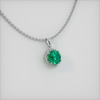1.17 Ct. Emerald Pendant, 18K White Gold 2