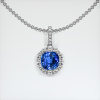 2.08 Ct. Blue Sapphire Pendant, 14K White Gold 1