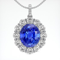 69.35 Ct. Blue Sapphire Pendant, 18K White Gold 1
