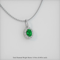 0.98 Ct. Emerald Pendant, 18K White Gold 2