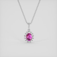 2.02 Ct. Pink Sapphire Pendant, 18K White Gold 1