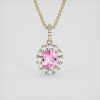 2.16 Ct. Pink Sapphire Pendant, 14K Yellow Gold 1