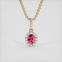 0.45 Ct. Pinkish Red Ruby Pendant, 18K Yellow Gold 1