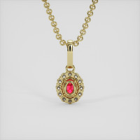0.45 Ct. Pinkish Red Ruby Pendant, 18K Yellow Gold 4