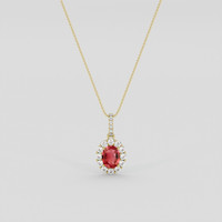 1.50 Ct. Padparadscha Sapphire Pendant, 18K Yellow Gold 1