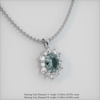 1.24 Ct. Greenish Blue Sapphire Pendant, Platinum 950 2
