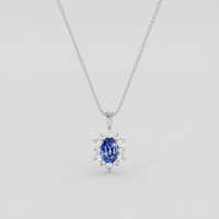 1.00 Ct. Blue Sapphire Pendant, Silver 1