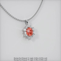 2.06 Ct. Padparadscha Sapphire Pendant, 14K White Gold 2