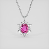 4.01 Ct. Pink Sapphire Pendant, 14K White Gold 1