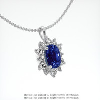 1.65 Ct. Blue Sapphire Pendant, 14K White Gold 2