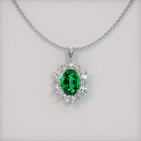 1.16 Ct. Emerald Pendant, 18K White Gold 1