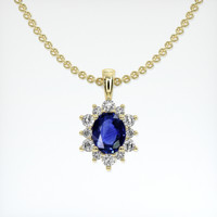 0.78 Ct. Blue Sapphire Pendant, 14K Yellow Gold 1