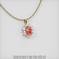 2.06 Ct. Padparadscha Sapphire Pendant, 14K Yellow Gold 2
