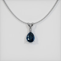 0.89 Ct. Blue Sapphire Pendant, 14K White Gold 1