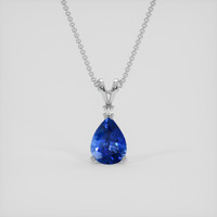 1.62 Ct. Blue Sapphire Pendant, 14K White Gold 1