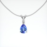 1.46 Ct. Blue Sapphire Pendant, 18K White Gold 1