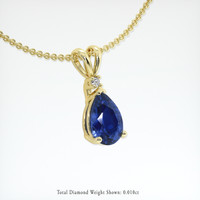 0.83 Ct. Blue Sapphire Pendant, 18K Yellow Gold 1
