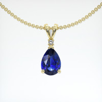 0.83 Ct. Blue Sapphire Pendant, 18K Yellow Gold 2