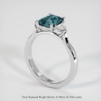 1.77 Ct. Greenish Blue Sapphire Ring, Platinum 950 2