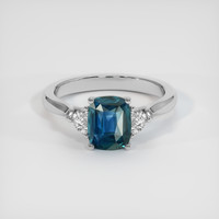 1.77 Ct. Greenish Blue Sapphire Ring, 14K White Gold 1