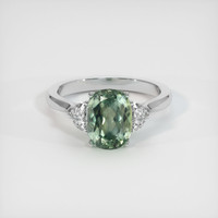 3.64 Ct. Green Sapphire Ring, 14K White Gold 1